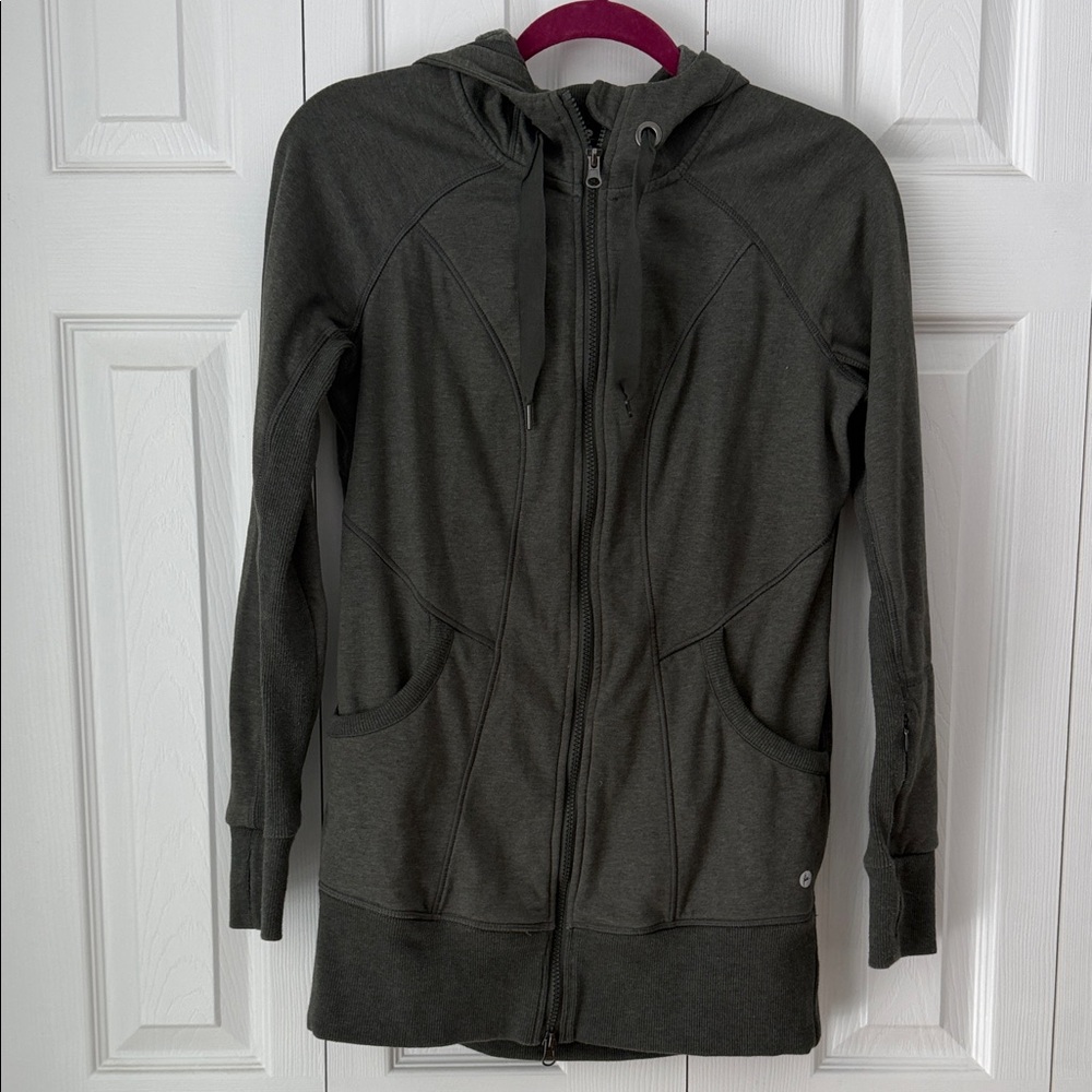 Women's Army Green Hooded zip-up